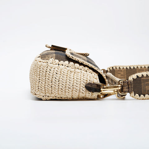 FENDI Raffia Mamma Bucket Pecan 2way 2020 Shoulder Bag beige WS21333