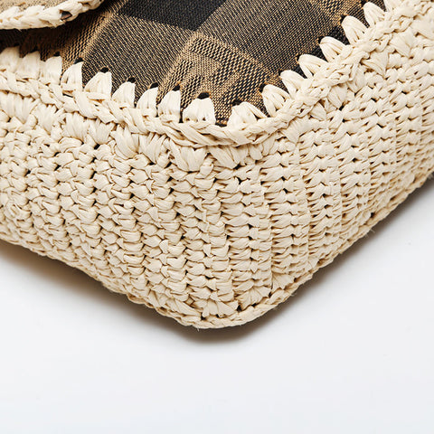 FENDI Raffia Mamma Bucket Pecan 2way 2020 Shoulder Bag beige WS21333