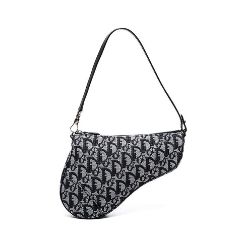 Christian Dior Mini Trotter Saddlebag Shoulder Bag Navy WS21334