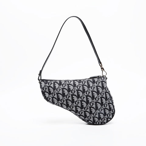 Christian Dior Mini Trotter Saddlebag Shoulder Bag Navy WS21334