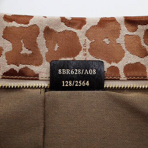 FENDI Leo Bird Pattern Canvas Shoulder Bag Brown WS21336