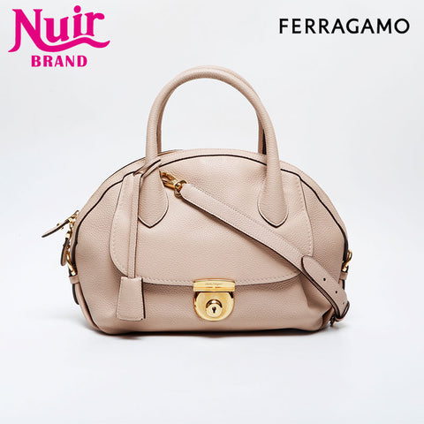 Salvatore Ferragamo Fiamma 2way Leather Shoulder Bag pink WS21339