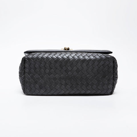 BOTTEGAVENETA INTRECCIATO Chain Flap Shoulder Bag gray WS21340