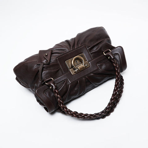 Salvatore Ferragamo Gancini leather Shoulder Bag Brown WS21342