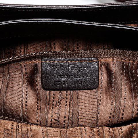 Salvatore Ferragamo Gancini leather Shoulder Bag Brown WS21342