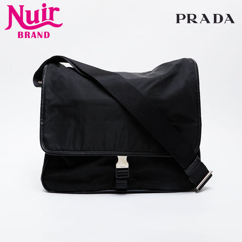 PRADA Nylon Messenger Bag Shoulder Bag black WS21343