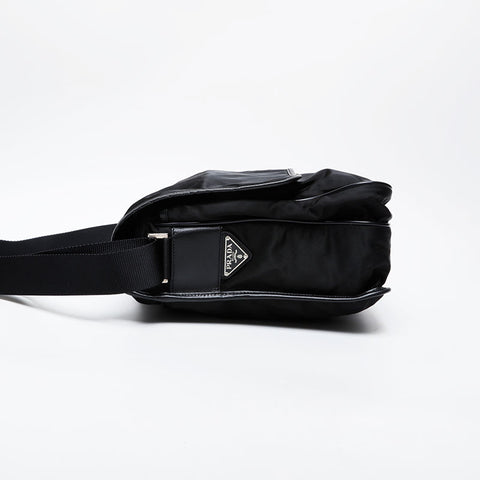 PRADA Nylon Messenger Bag Shoulder Bag black WS21343