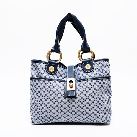 CELINE macadam canvas Handbag Navy WS21344