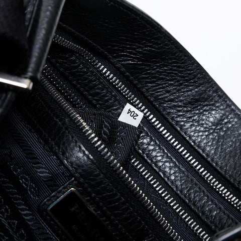 PRADA leather Shoulder Bag black WS21346