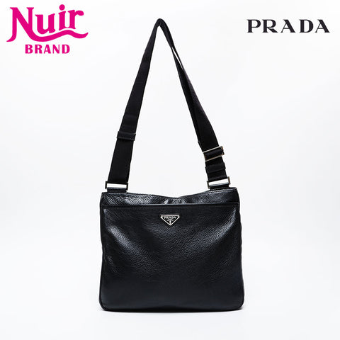 PRADA leather Shoulder Bag black WS21346