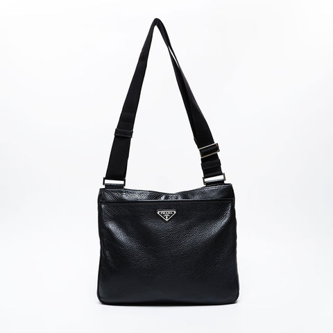 PRADA leather Shoulder Bag black WS21346