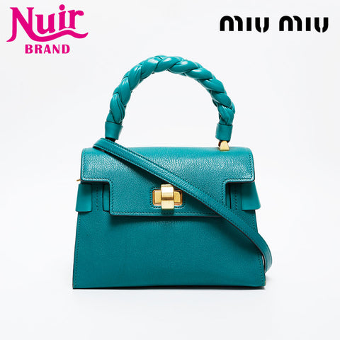 Miu Miu Leather top handle 2way Shoulder Bag green WS21348