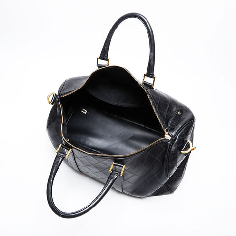CHANEL No. 1 1989-1991 Bicolor Leather 2-way Boston bag black WS21358