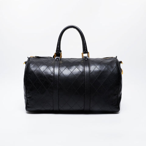 CHANEL No. 1 1989-1991 Bicolor Leather 2-way Boston bag black WS21358