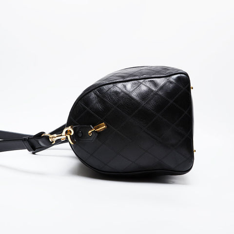 CHANEL No. 1 1989-1991 Bicolor Leather 2-way Boston bag black WS21358