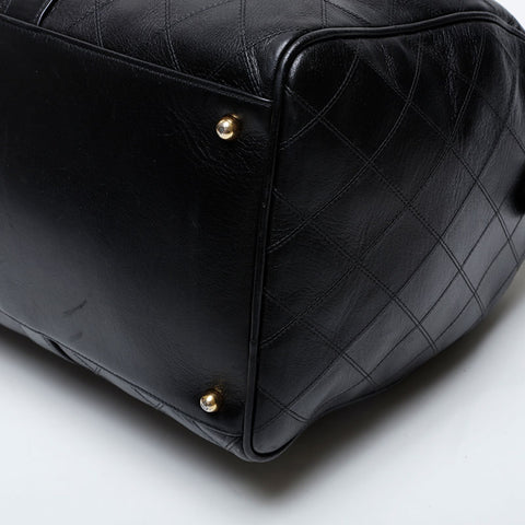 CHANEL No. 1 1989-1991 Bicolor Leather 2-way Boston bag black WS21358