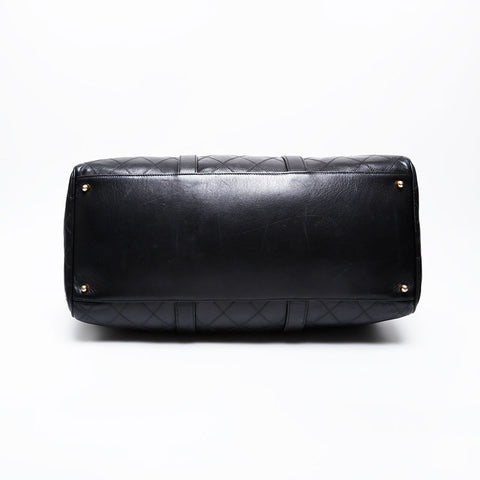 CHANEL No. 1 1989-1991 Bicolor Leather 2-way Boston bag black WS21358
