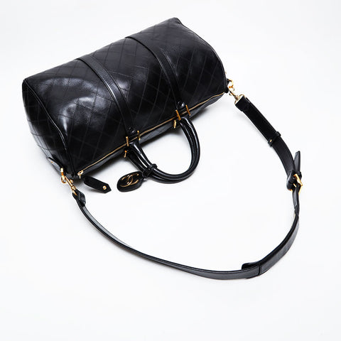 CHANEL No. 1 1989-1991 Bicolor Leather 2-way Boston bag black WS21358