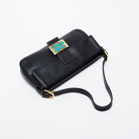 FENDI Leather mamma bucket Shoulder Bag black WS21359