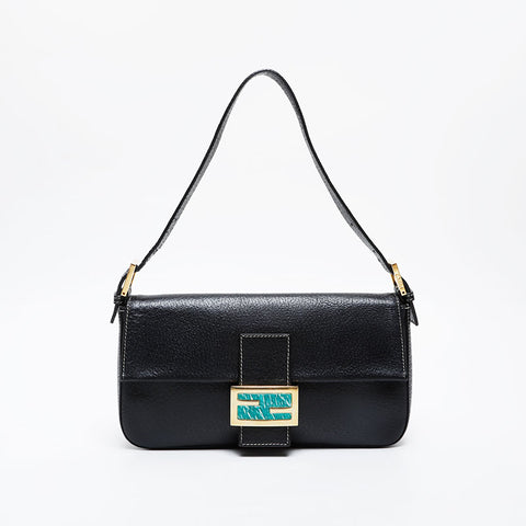 FENDI Leather mamma bucket Shoulder Bag black WS21359