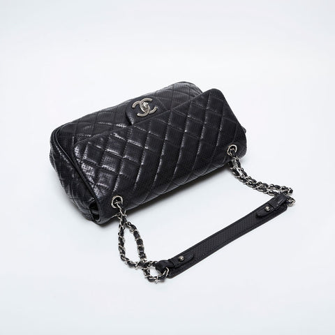 CHANEL 15th series 2011 Punching Matelasse Flap Chain Shoulder Bag black WS21364