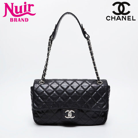 CHANEL 15th series 2011 Punching Matelasse Flap Chain Shoulder Bag black WS21364