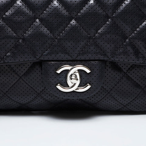 CHANEL 15th series 2011 Punching Matelasse Flap Chain Shoulder Bag black WS21364