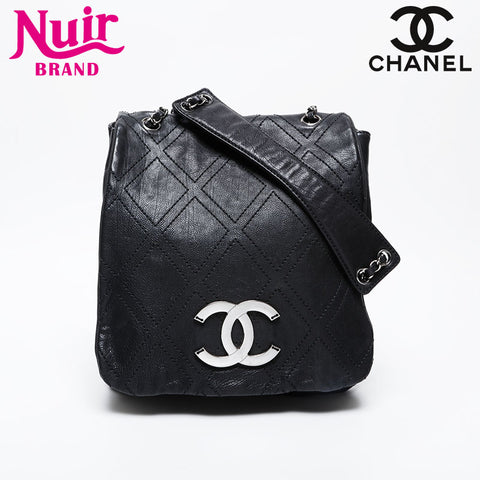 CHANEL 10 series 2005-2006 COCO Mark Caviar Shoulder Bag black WS21365