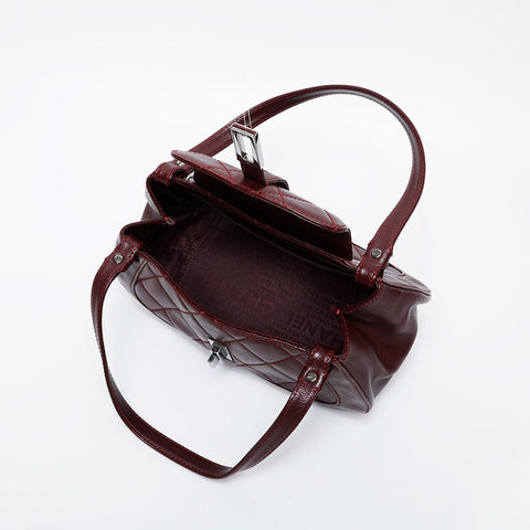 CHANEL 10 series 2005-2006 Caviar 2.55 Shoulder Bag Red WS21366