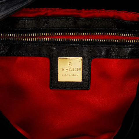 FENDI Suede Mamma Bucket Shoulder Bag black WS21367