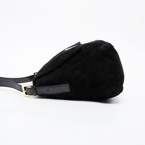 FENDI Suede Mamma Bucket Shoulder Bag black WS21367