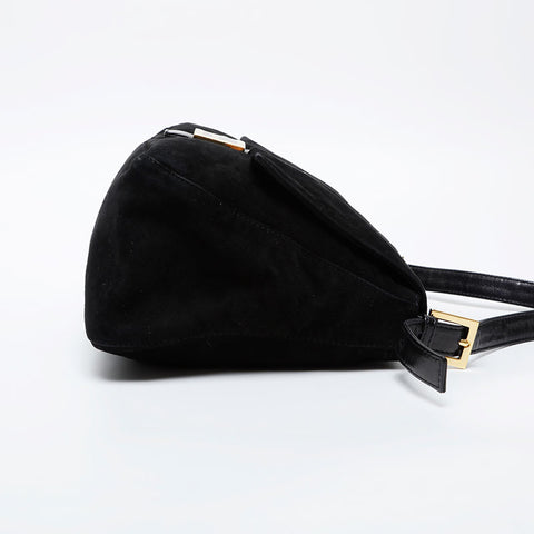 FENDI Suede Mamma Bucket Shoulder Bag black WS21367