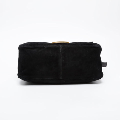 FENDI Suede Mamma Bucket Shoulder Bag black WS21367