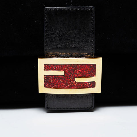 FENDI Suede Mamma Bucket Shoulder Bag black WS21367
