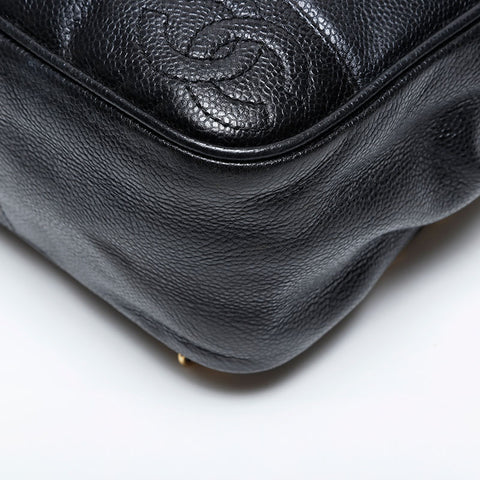 CHANEL No. 3 1996-1997 Caviar COCO Mark Turnlock Backpack  Daypack black WS21370