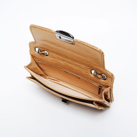 CHANEL 10 series 2005-2006 2.55 Chocolate Bar Chain Shoulder Bag gold WS21377