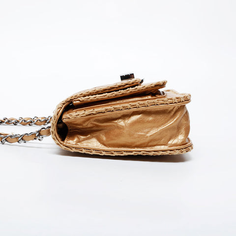 CHANEL 10 series 2005-2006 2.55 Chocolate Bar Chain Shoulder Bag gold WS21377