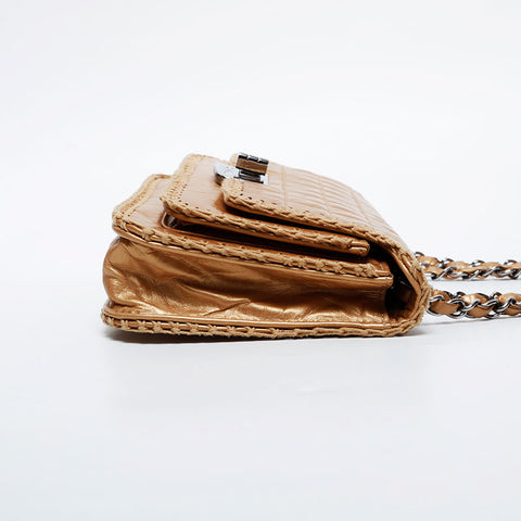 CHANEL 10 series 2005-2006 2.55 Chocolate Bar Chain Shoulder Bag gold WS21377