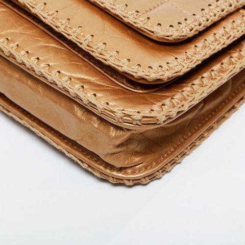 CHANEL 10 series 2005-2006 2.55 Chocolate Bar Chain Shoulder Bag gold WS21377