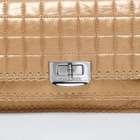 CHANEL 10 series 2005-2006 2.55 Chocolate Bar Chain Shoulder Bag gold WS21377