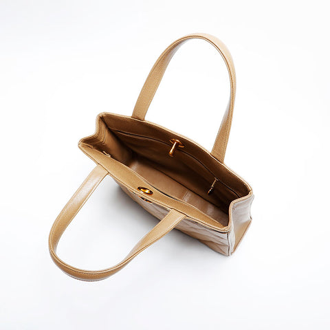 極美品 シャネル CHANEL 3番台 1996-1997 キャビア マトラッセ トート ハンドバッグ  ベージュ WS21378
