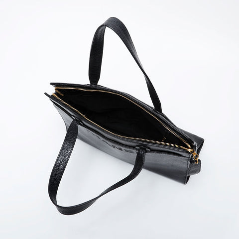 CHANEL No. 5 1997-1999 Caviar Tote with Logo Handbag black WS21379