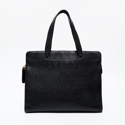 CHANEL No. 5 1997-1999 Caviar Tote with Logo Handbag black WS21379