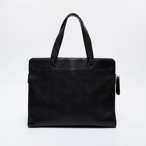 CHANEL No. 5 1997-1999 Caviar Tote with Logo Handbag black WS21379