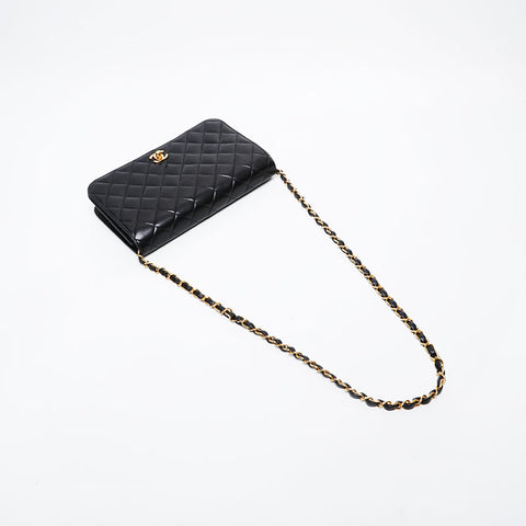 CHANEL No. 7 2002-2003 Full Flap Matelasse Chain Shoulder Bag black WS21380