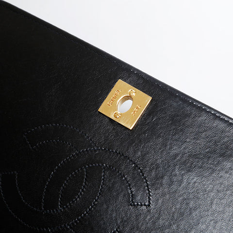 CHANEL No. 7 2002-2003 Full Flap Matelasse Chain Shoulder Bag black WS21380