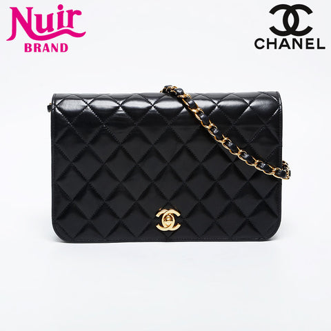 CHANEL No. 7 2002-2003 Full Flap Matelasse Chain Shoulder Bag black WS21380
