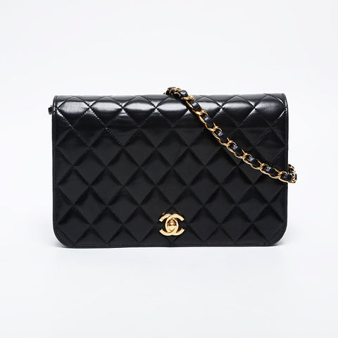 CHANEL No. 7 2002-2003 Full Flap Matelasse Chain Shoulder Bag black WS21380