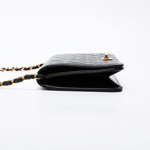 CHANEL No. 7 2002-2003 Full Flap Matelasse Chain Shoulder Bag black WS21380