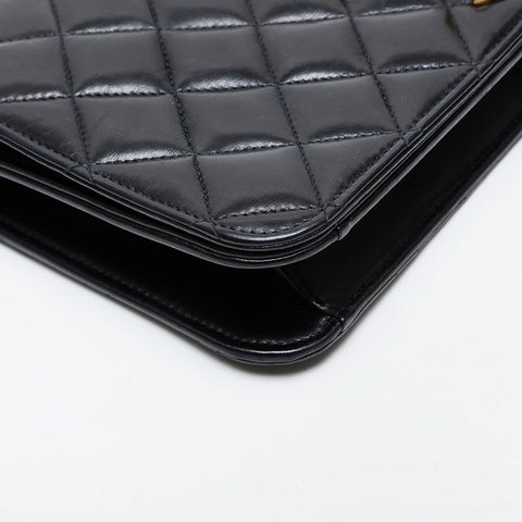CHANEL No. 7 2002-2003 Full Flap Matelasse Chain Shoulder Bag black WS21380